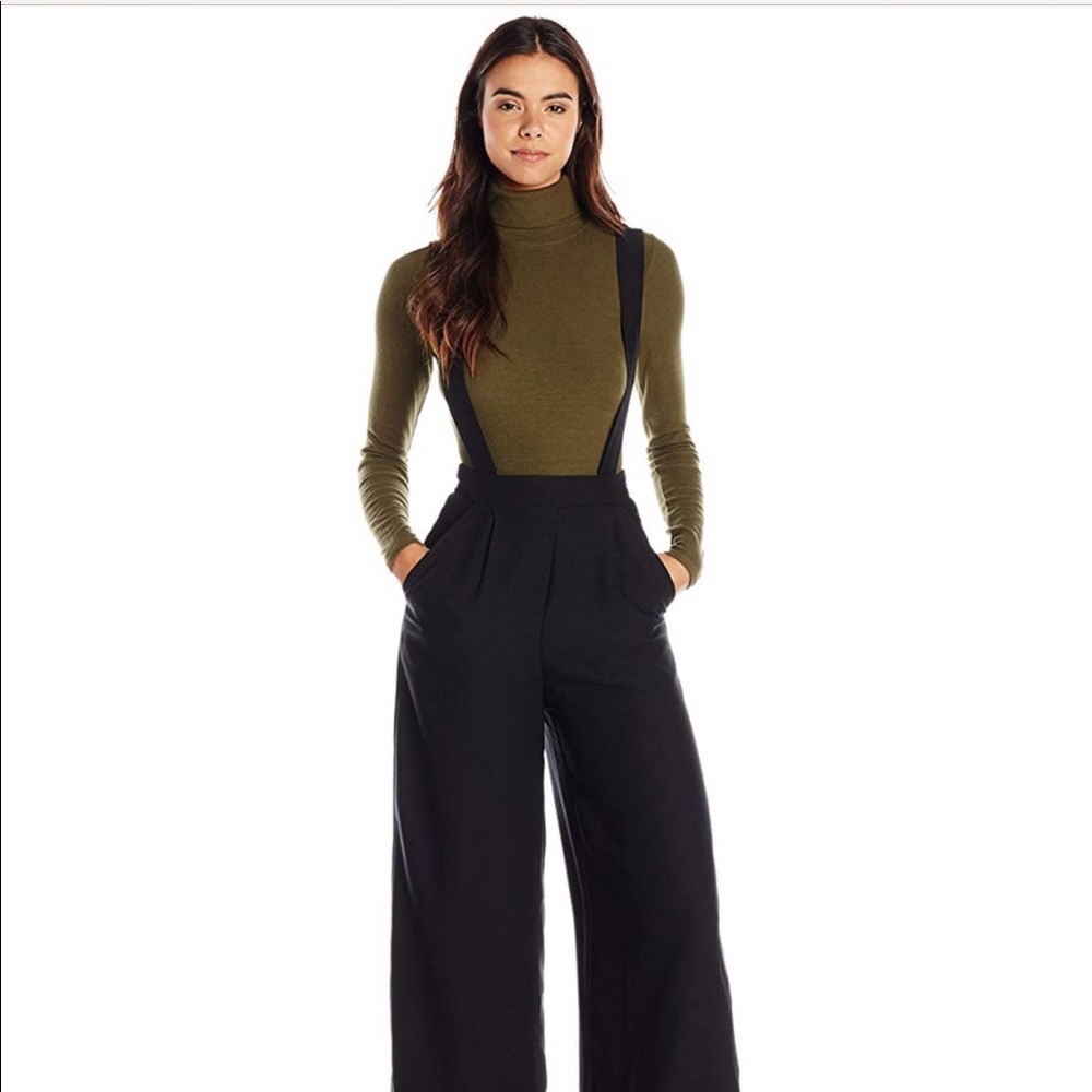 High waisted wide leg suspenders